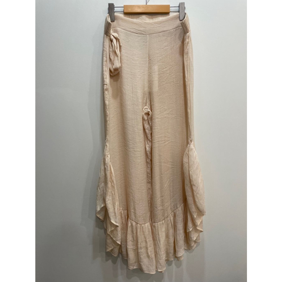 Sandiva Other - NWT Sandiva Boho Beige Palazzo Ruffle Lightweight Sheer Beach Coverup Pants XL